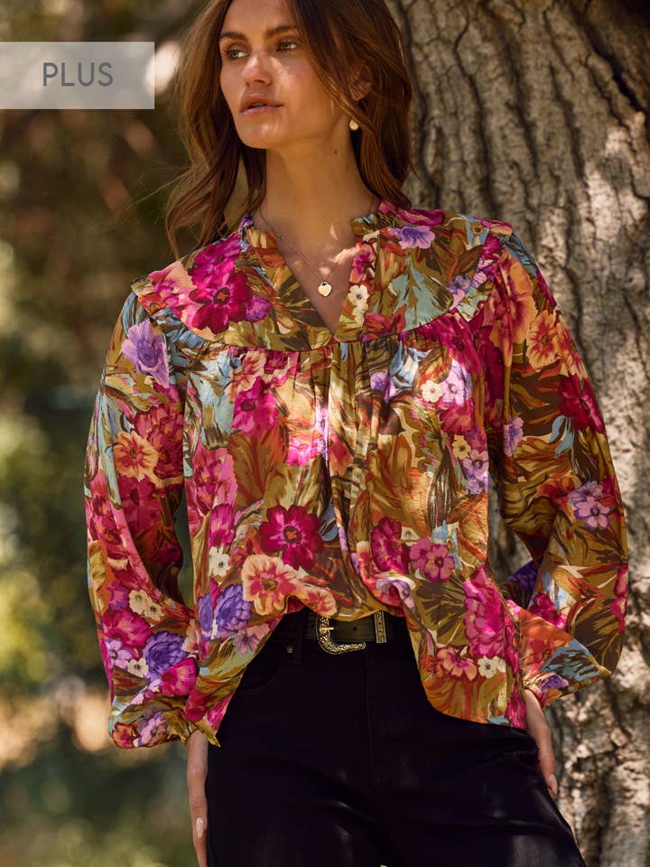 Plus Floral Printed Blouse for wholesale by Oddi