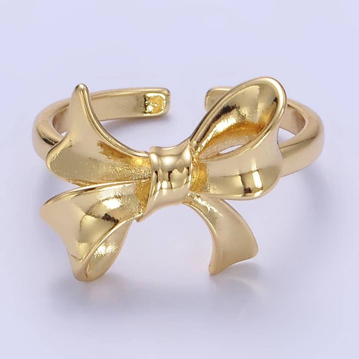 24K Gold Filled Tied Ribbon Bow Minimalist Ring for wholesale by Aim Eternal