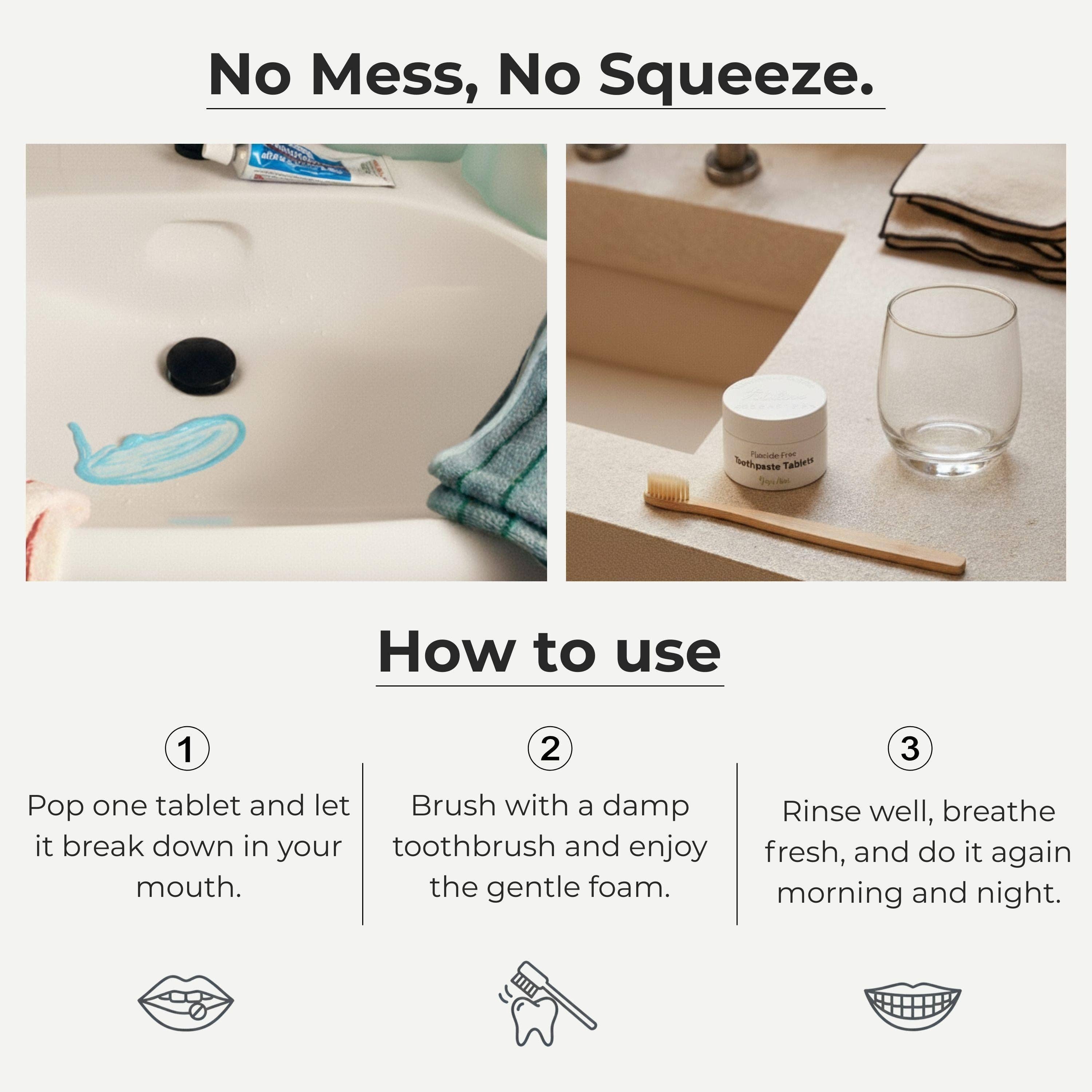 Tidalove - Wholesale Toothpaste - Fluoride-Free Cool Mint Toothpaste Tablets — 4 Months9