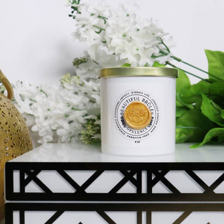 Opulence Coconut Soy Double Wick Luxury Scented Candle for wholesale by Beautiful Brûlée