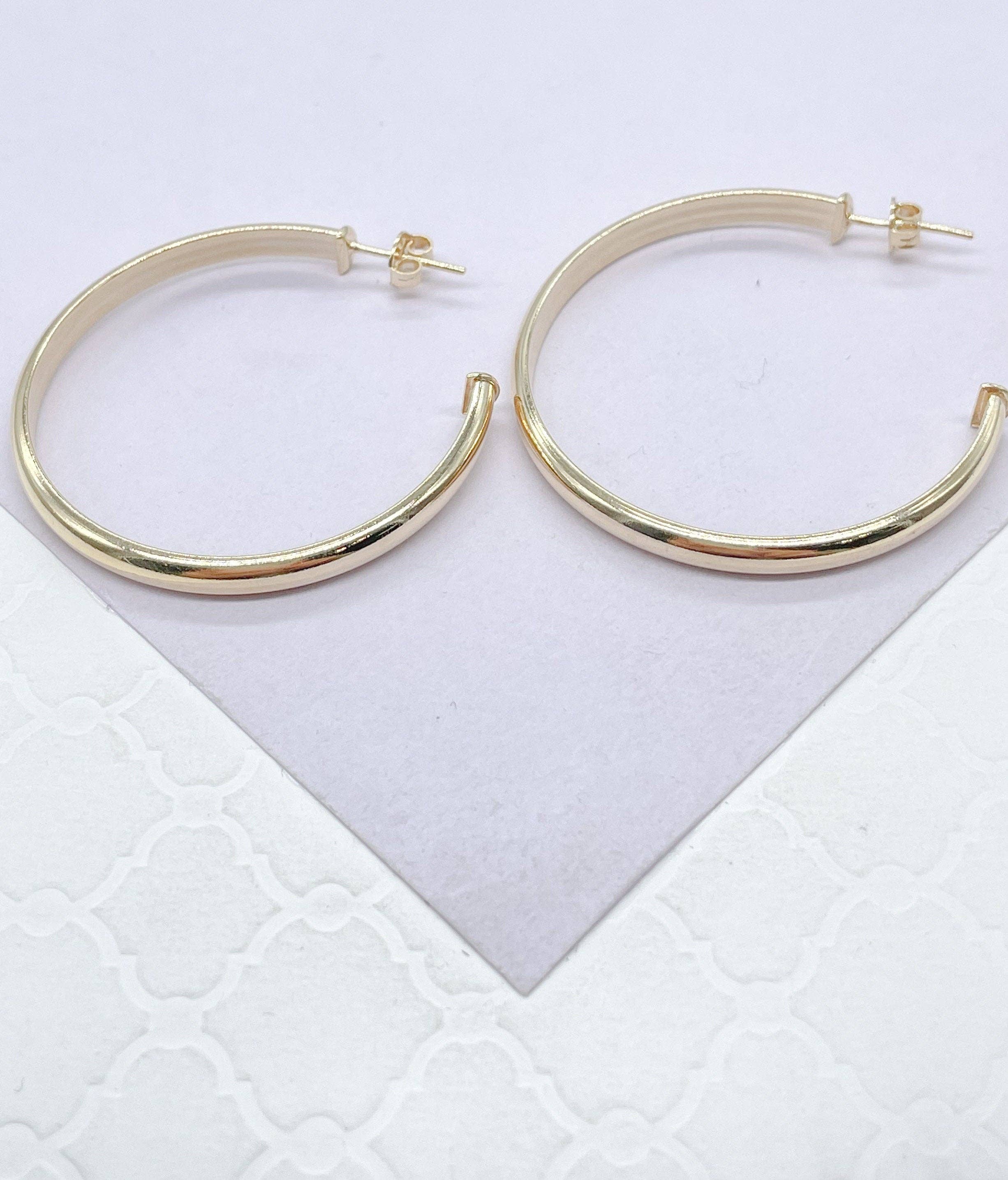 Milie – wholesale Hoop earrings – 18k GF Plain Flat Thin Dainty Hoop9