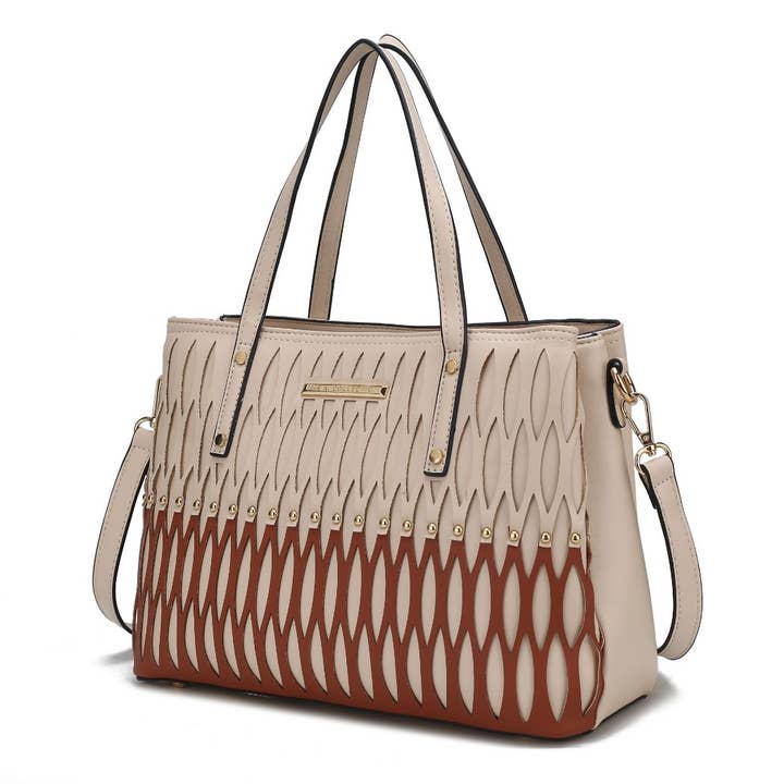 MKF Collection - Wholesale Tote Bag - Women's - Quinn Triple Compartment Color Block Tote Handbag by Mia K