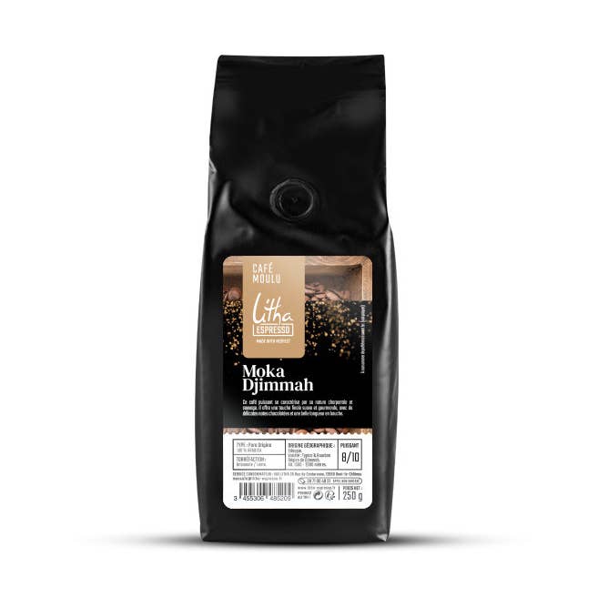 Malet kaffe 250g - Moka Djimmah for engroshandel hos Litha Espresso