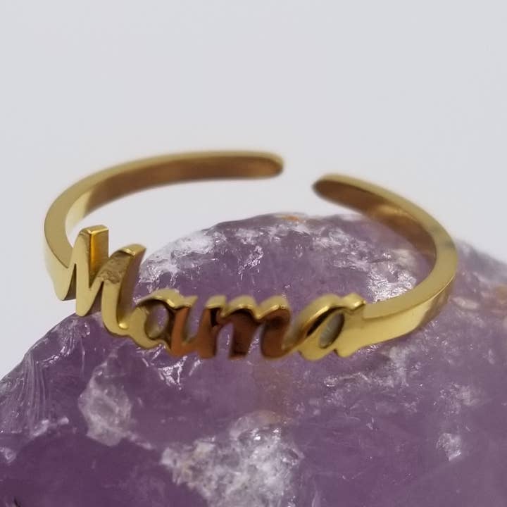Bague Mama pour la fête des mères, bagues dorées réglables pour la vente par magnolia jewelry