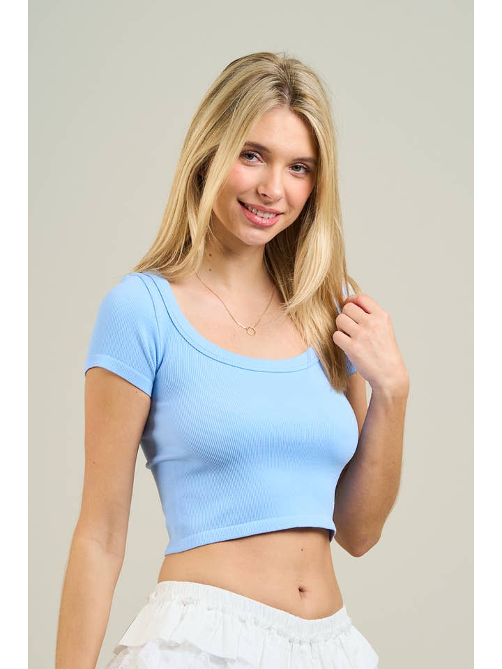 ANWND - Wholesale Knit Top - Women's - 54270 - ROUND NECK SHORT SLV TOP13