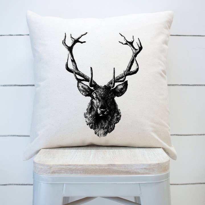 Vintage Deer Pillow Cover Christmas Pillow Man Cave Pillow for wholesale by Rising Tide Vintage