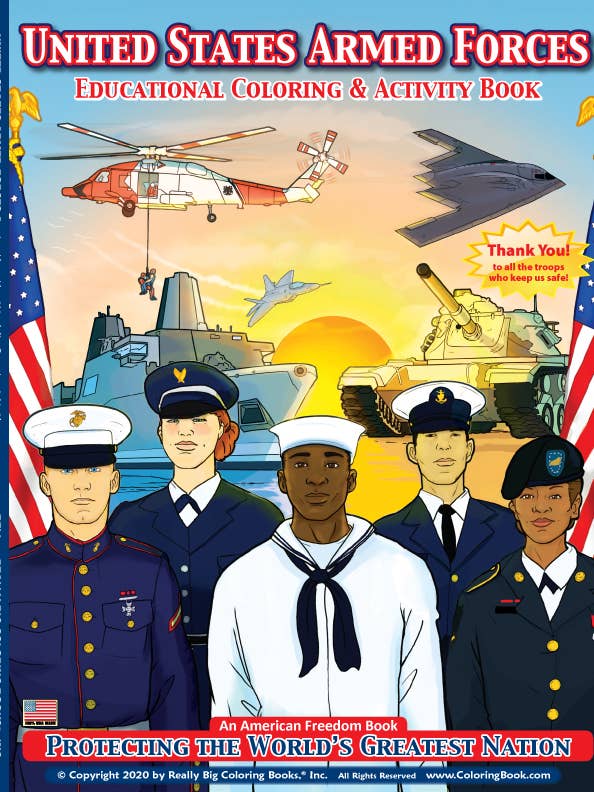 United States Armed Forces Coloring Book 8.5"x11" for wholesale by Really Big Coloring Books | ColoringBook.com