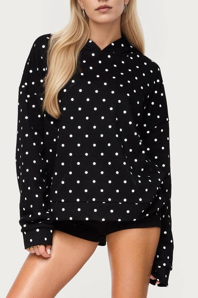 Mccolin – wholesale Sweatshirt – Women's – Polka Dot Hooded Sweatshirt0