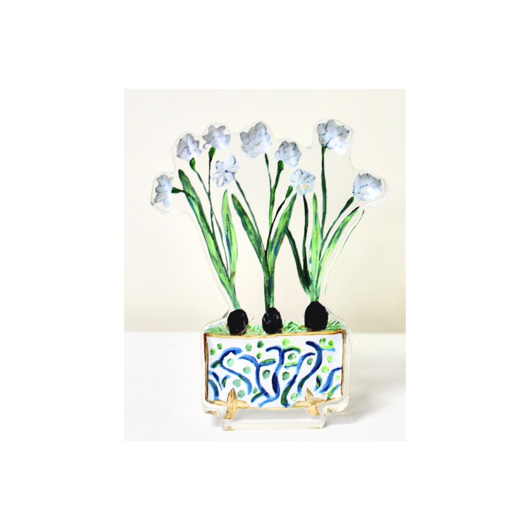 Jeanne Player Fine Art - Wholesale Decorative Tabletop Object - Paperwhites Acrylic Art Block1