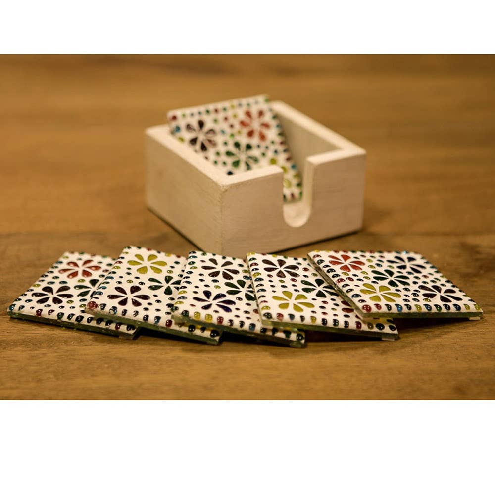 Orientals – wholesale Underlägg – Orientals mosaikunderlägg 7,5 x 7,5 cm, 6-pack med träask0