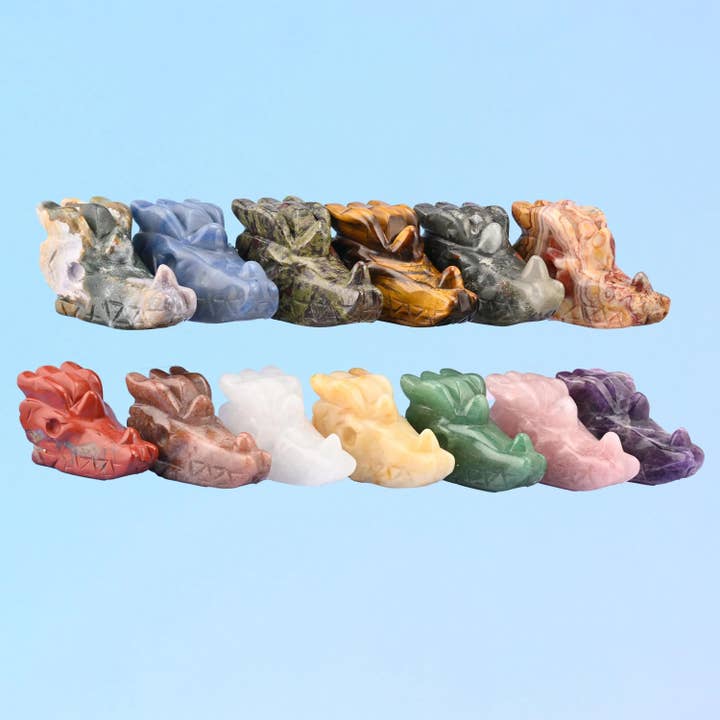 Dragon Head Crystal Carving Figurines Size 2 Inch and 2.5 Inch Available for wholesale by Mycrazycrystal