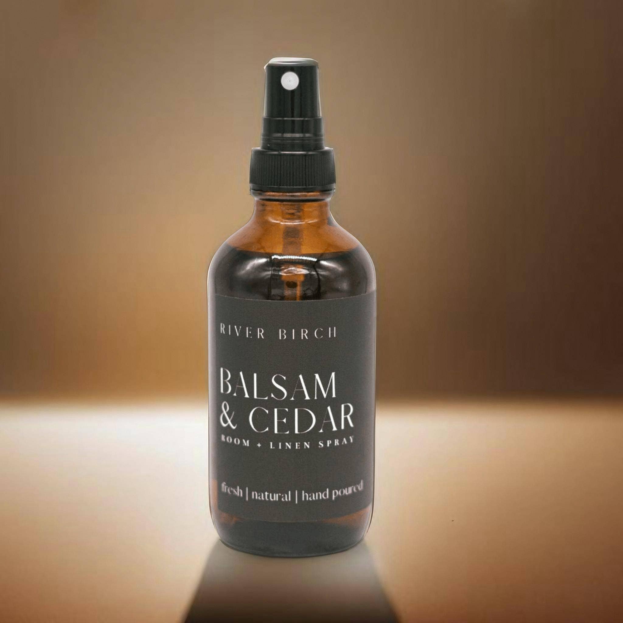 River Birch Candles - Wholesale Room & Linen Spray - Balsam & Cedar - 4 oz Amber Glass Room + Linen Spray1