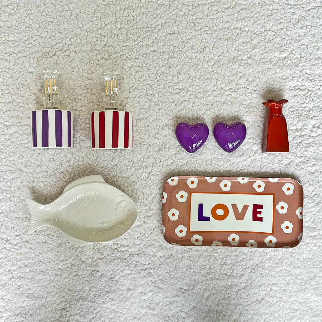 Opjet Paris - Wholesale Accent/Desk Lamp - Purple Stripe LED Decoration with Batteries D8.8 H17.5cm2