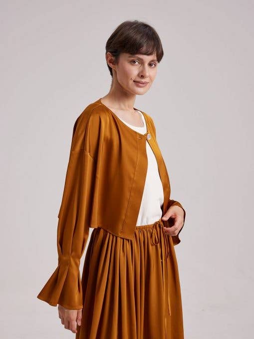 Flounce ärm knäppt topp för wholesale av NAP