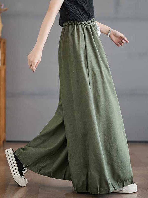ShieldChic - Wholesale Pants - Women's - High Waisted Loose Drawstring Elasticity Pleated Pockets Culotte Knickerbockers7