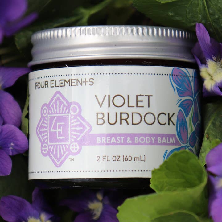 Violet Burdock Breast and Body Balm - 2 oz for wholesale by Four Elements Organic Herbals