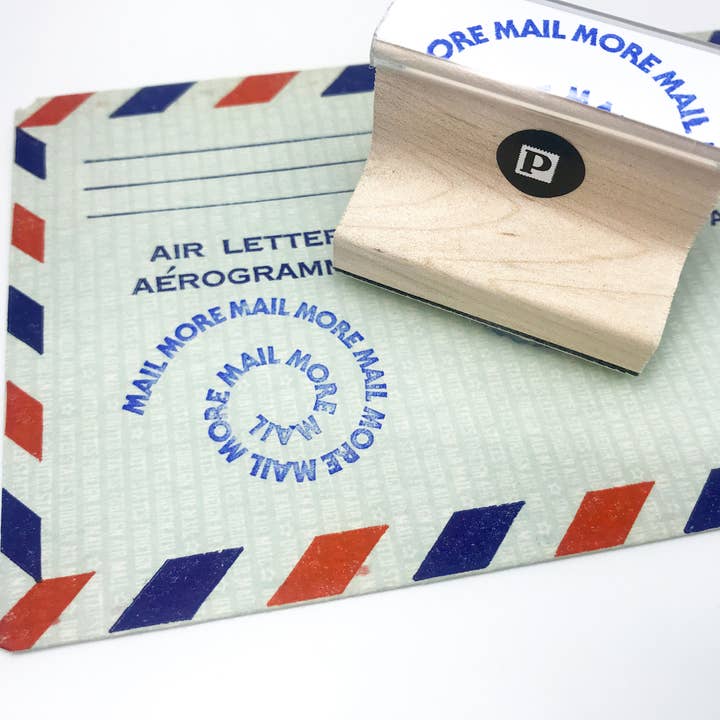 The Portland Stamp Company - Wholesale Rubber/Decorative Stamp - Mail More Mail Spiral - Wooden Handle Rubber Stamp1