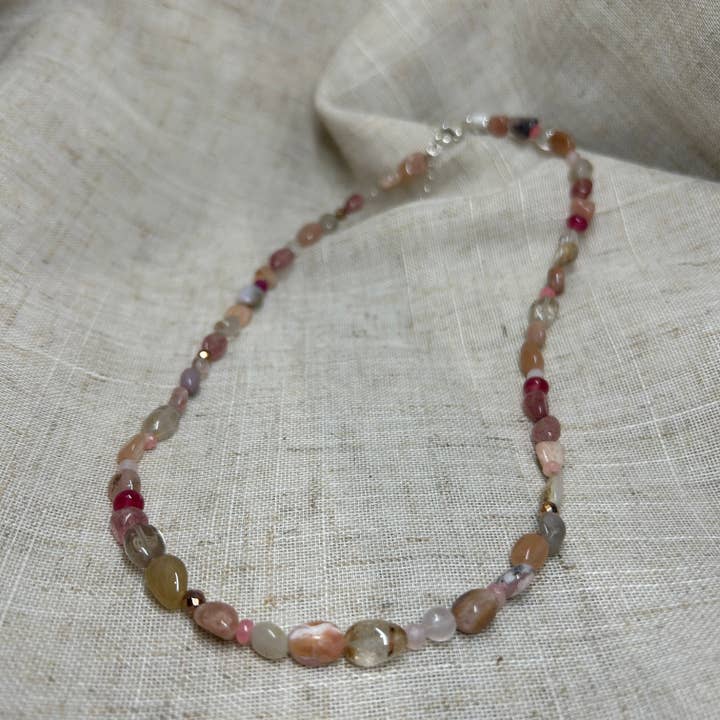 Pink Mixed Bead Necklace for wholesale by Kirsty Taylor Goldsmiths