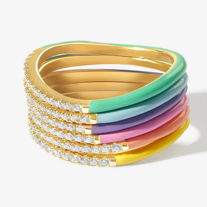 Egor enamel 6-piece ring set for wholesale by Adornmonde