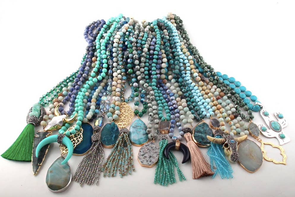 Kate Tuesday Jewelry - Wholesale Beaded/Pearl Necklace - Turquoise Statement Piece Necklaces
