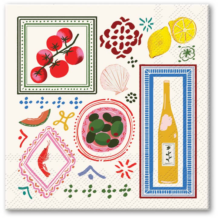 Mediterranea Destinations Beverage Napkins for wholesale by Punch Studio