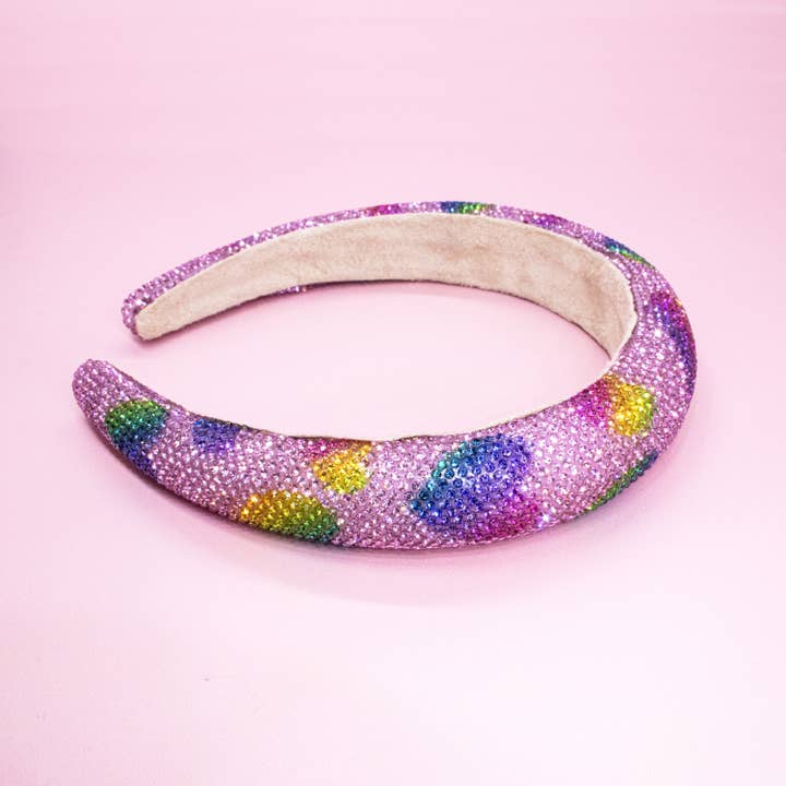 Frog Sac - Wholesale Fashion Headband - Kids - Kids Heart Headband - Padded Rhinestone Hair Band for Girls