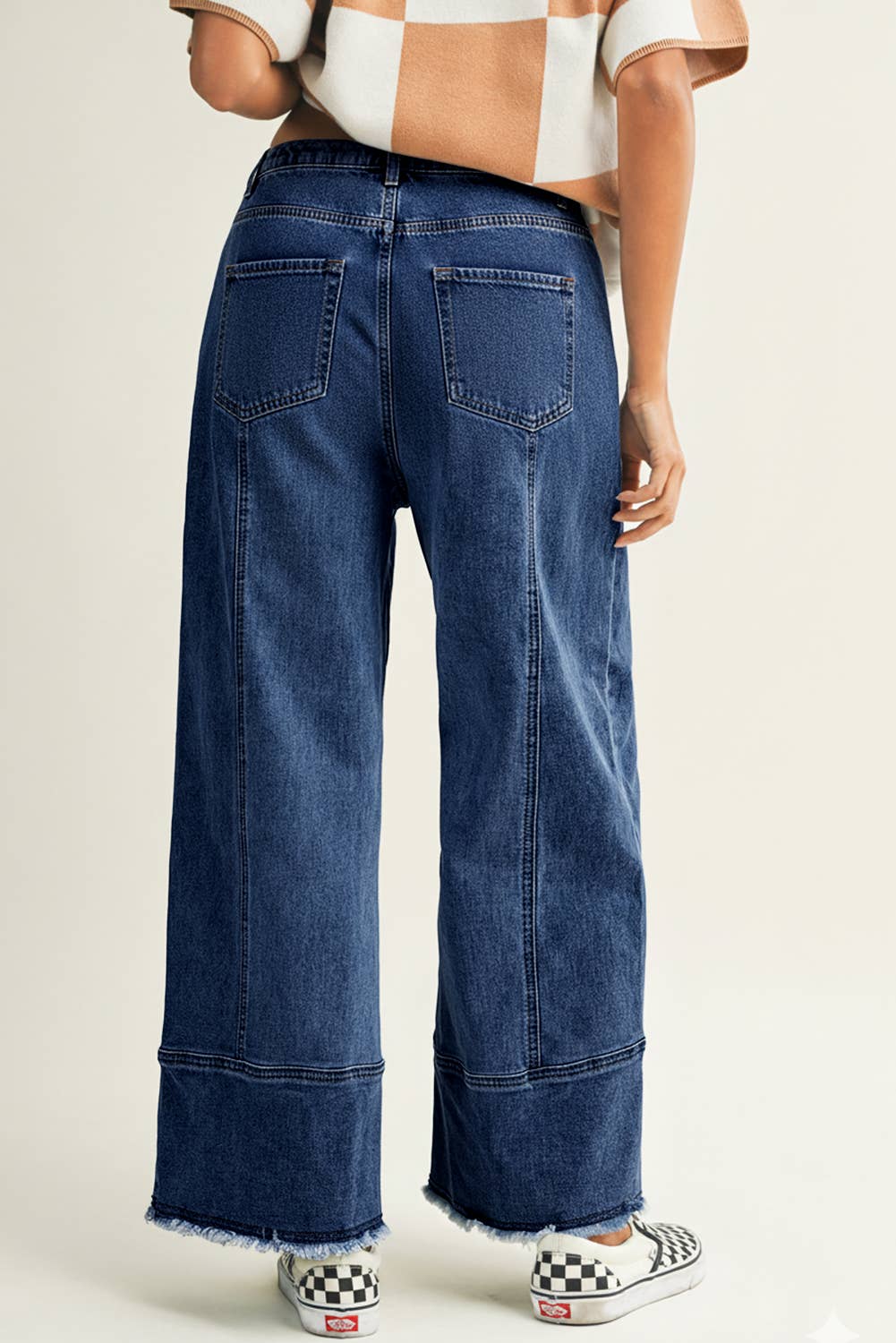 Little Daisy Closet - Wholesale Jeans - Women's -  LDC Drawstring Seam Detail Raw Hem Wide Leg Denim Pants10