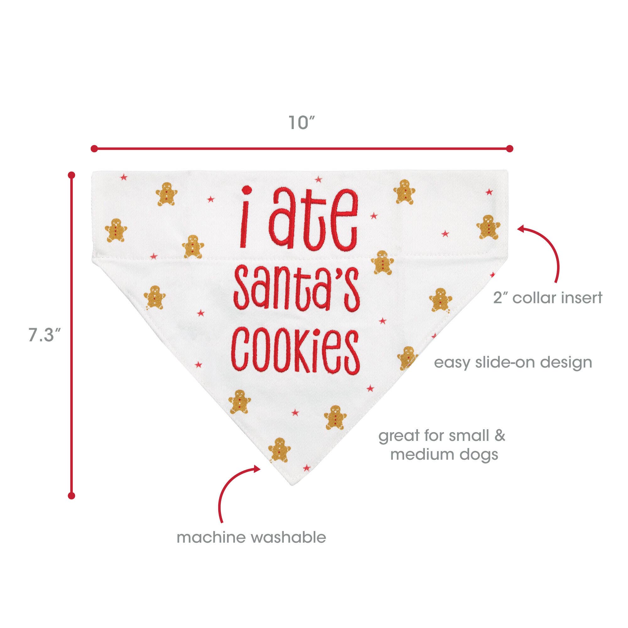 Pearhead - Vente Bandana – chien - Bandana de Noël pour chien I Ate Santa's Cookies, S/M1