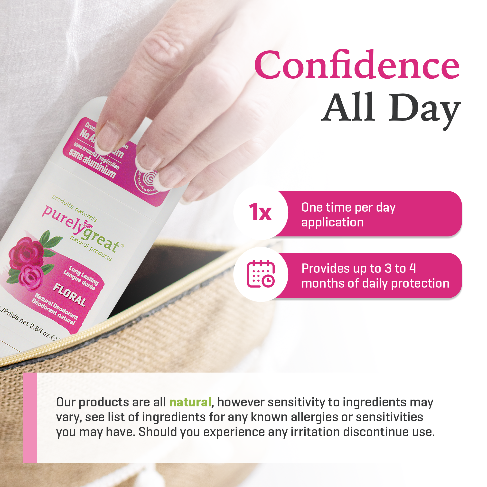 Purelygreat Natural Deodorants - Wholesale Deodorant - Unisex - Purelygreat Stick Deodorant - Floral6