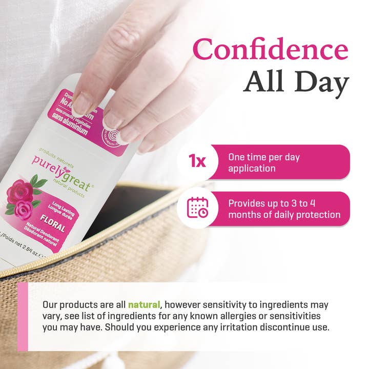Purelygreat Natural Deodorants - Wholesale Deodorant - Unisex - Purelygreat Stick Deodorant - Floral6