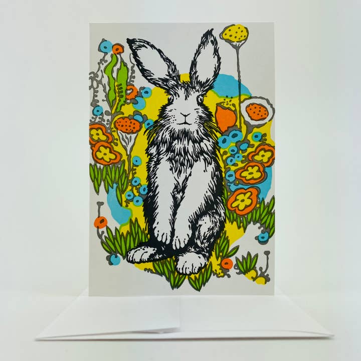 Rabbit in the flower garden. for wholesale by Old School Stationers