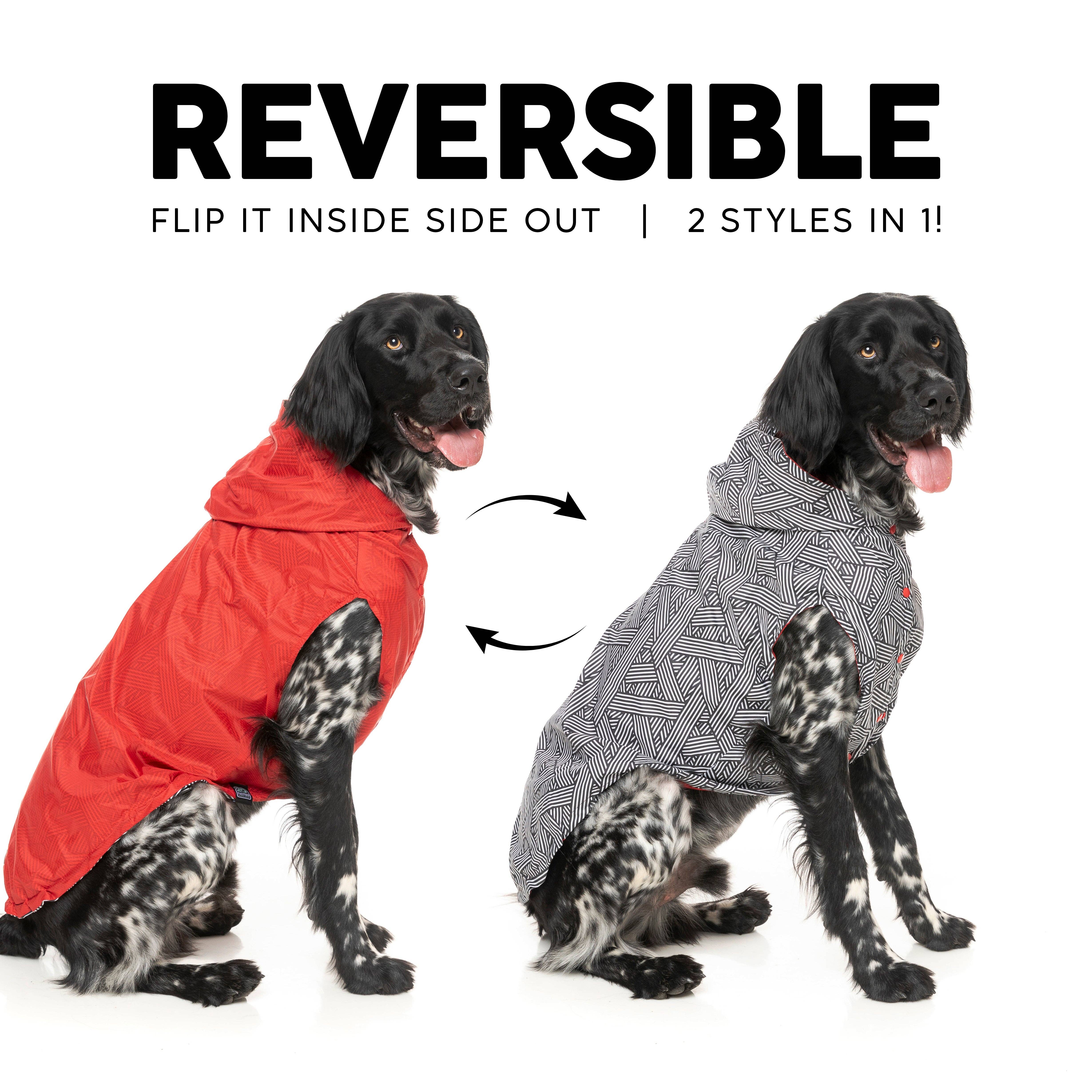 In Vogue Pets – wholesale Pet raincoat – Dog – Flipside Raincoat - Red/Black/White0