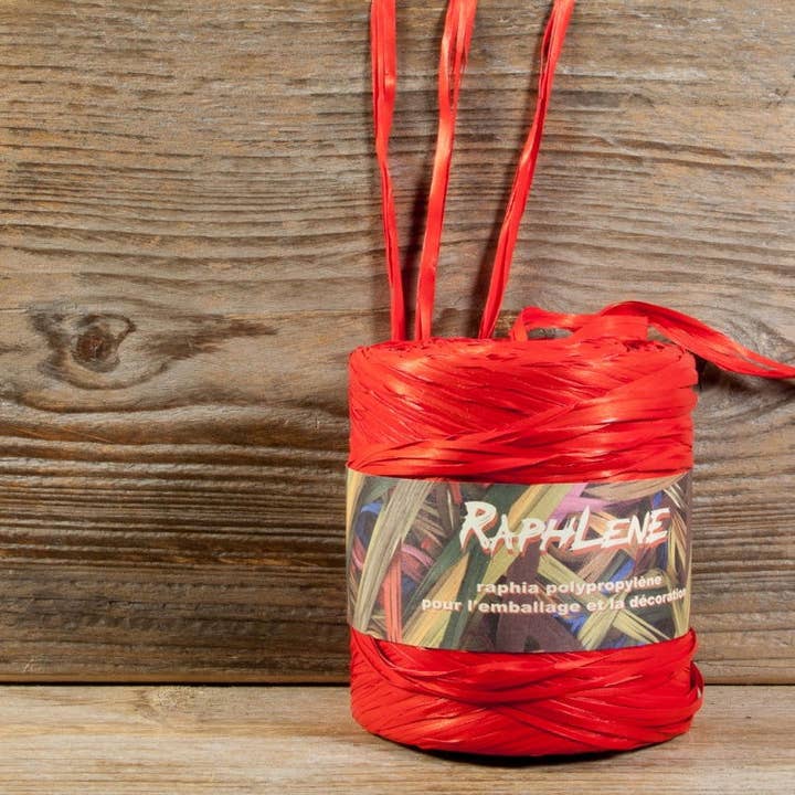 kadopapier.net - Vente Ruban – emballage cadeau - Raphia synthétique rouge
