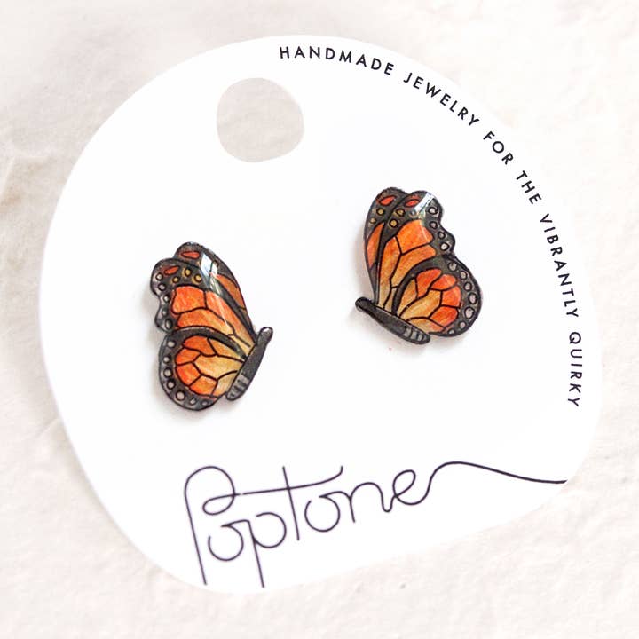 Pendientes de mariposa monarca para venta al por mayor de Poptone Co.