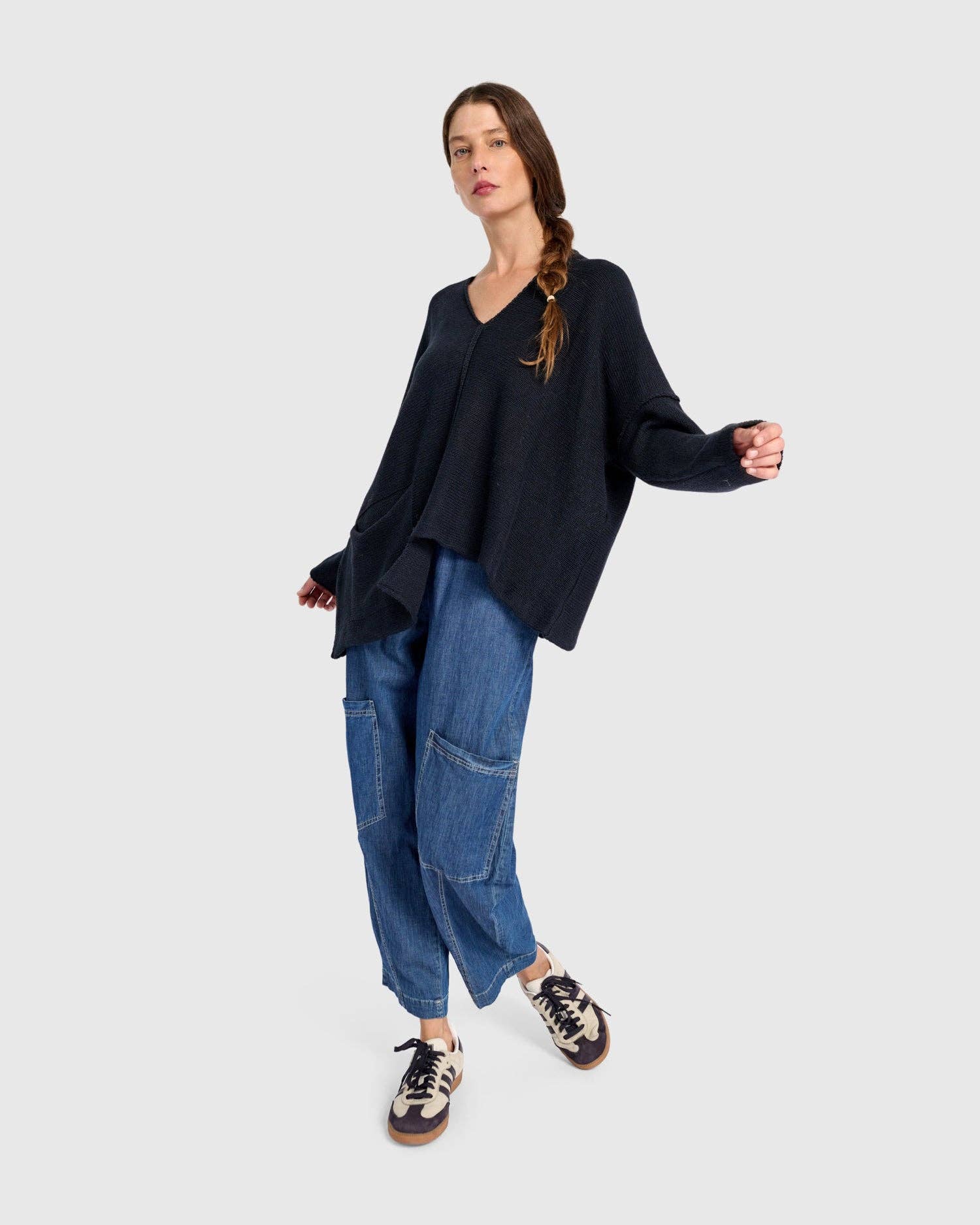 Bliss Slouchy Sweater, Navy for wholesale on Faire1