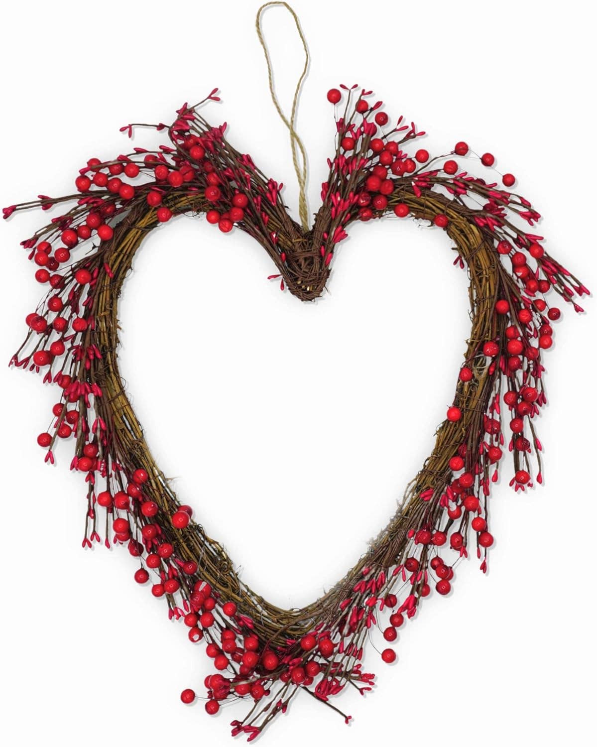 4E's Novelty - Wholesale Wreath - 15" Valentine's Heart Wreath - Red Berry Grapevine for Indoor/Outdoor Decor7