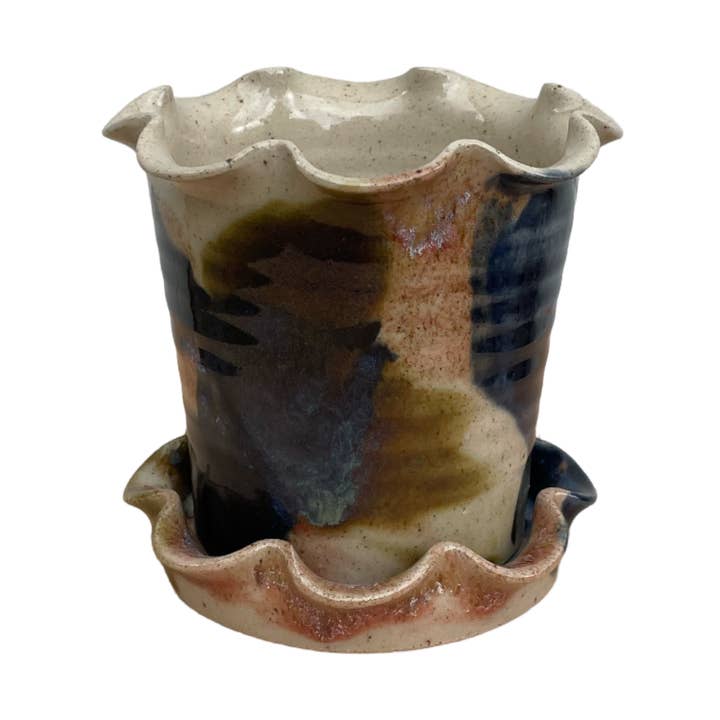 Frilly Pot - Mixed Glaze for wholesale by Paige Mitchell
