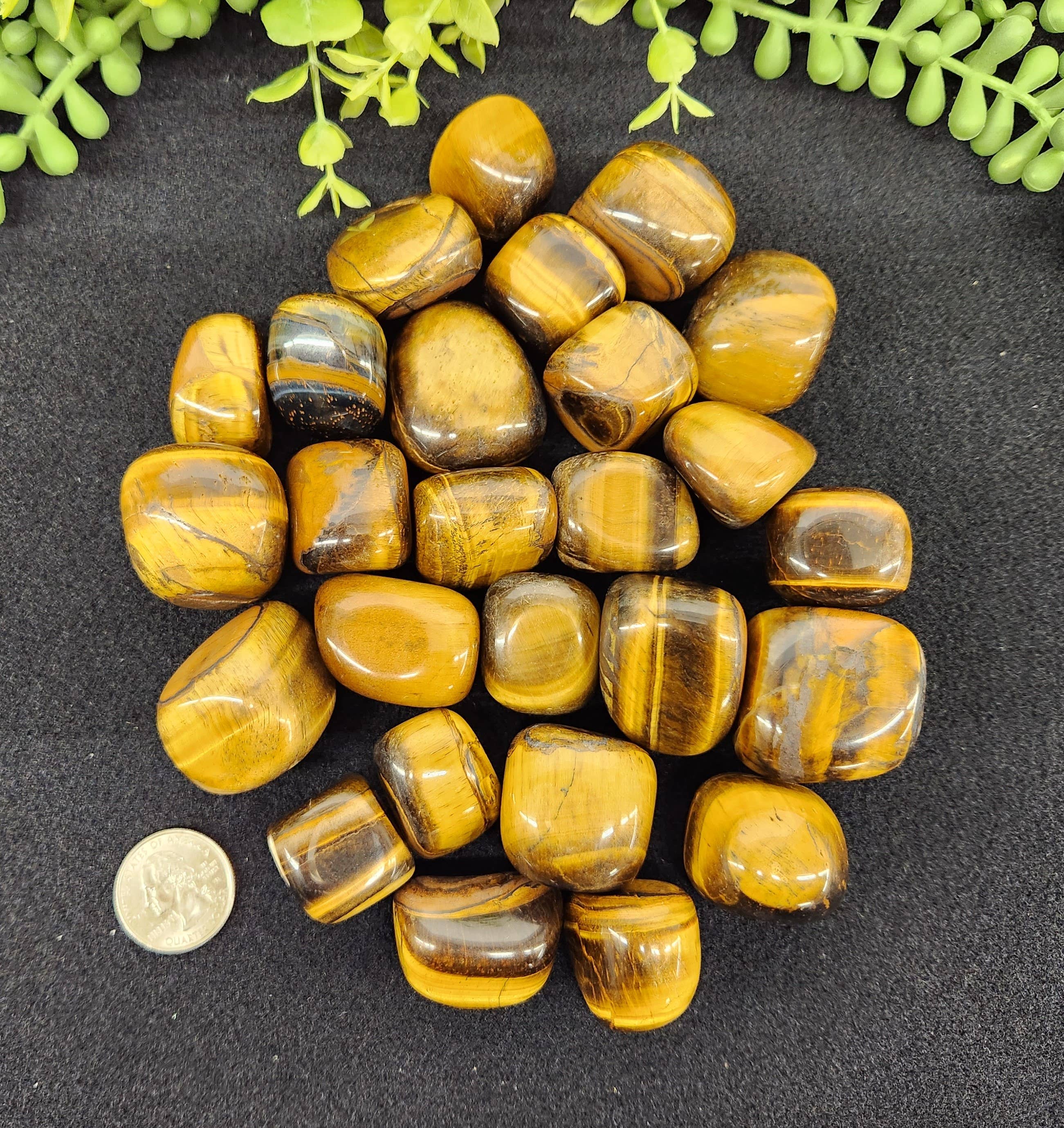 Meraki Gemstones - Wholesale Spirituele steen/kristal - Gele tijgeroog (1 kg/2,2 lbs.) Ongeveer 30-35 mm getrommeld3