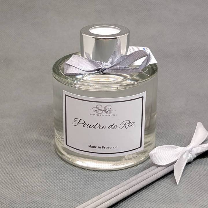 Diffuseur à bâtonnets PREMIUM – Poudre de Riz | 125 ml pour la vente par Sarl SdG / Souffle de Gaïa