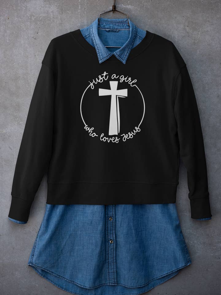 Just a Girl who loves Jesus Sweatshirt for wholesale by Bee Nice Designs