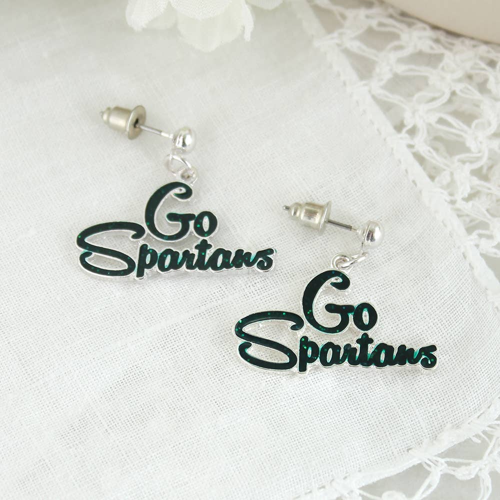 Seasons Jewelry - Wholesale Dangle Earrings - Michigan State Slogan Earrings0