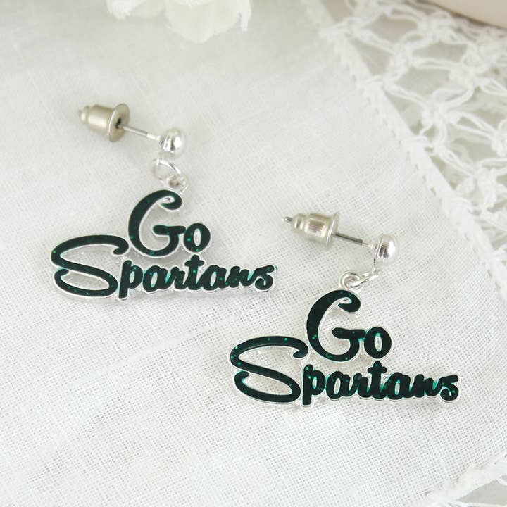 Seasons Jewelry - Wholesale Dangle Earrings - Michigan State Slogan Earrings0