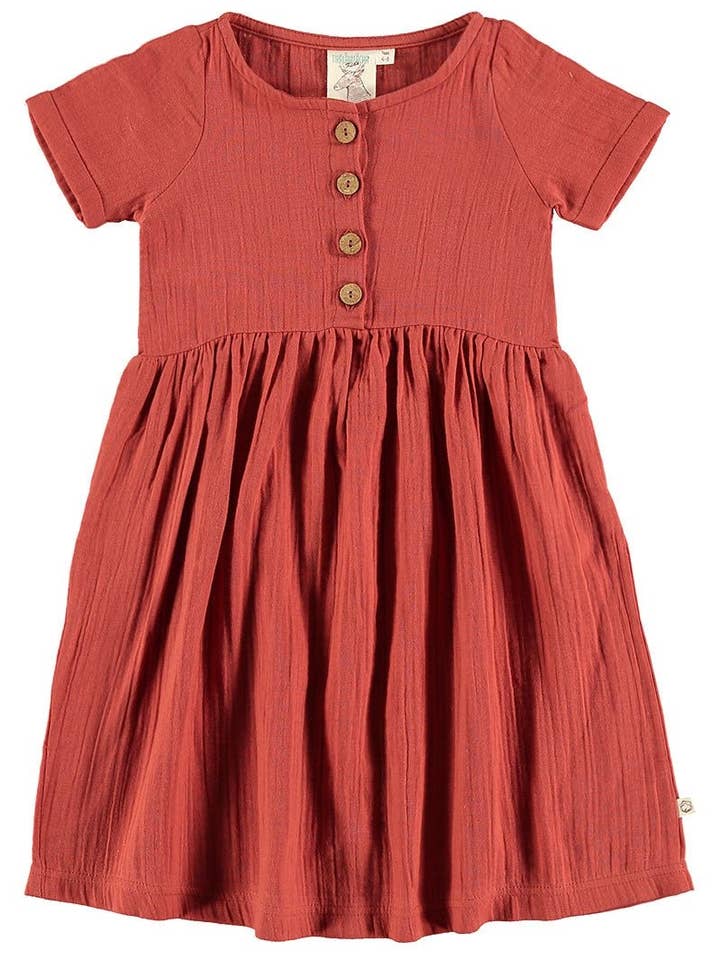 Terracotta Teja muslin dress for wholesale on Faire0