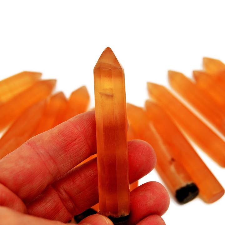 Kaia & Crystals - Wholesale Spiritual Stone/Crystal - Honey Calcite Small Crystal Point (65mm - 70mm)1