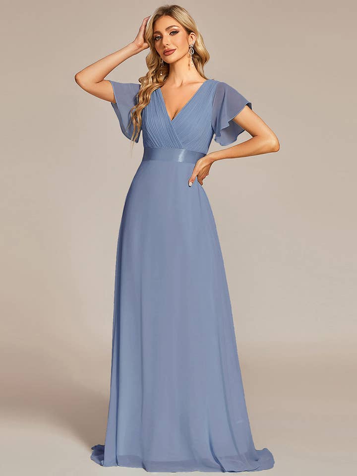 Ever-Pretty - Wholesale Gown – Women's - Double V-Neck Ruffles Chiffon Bridesmaid Dress75
