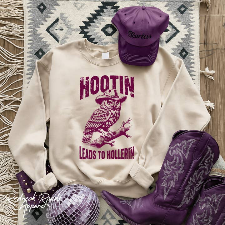 Hootin' Leads To Hollerin' Sweatshirt for wholesale by Redneck Roads Apparel