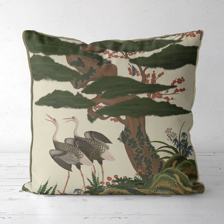 Crane Garden 1 Chinoiserie pillow patio cushion lots colour for wholesale by FabFunky Ltd