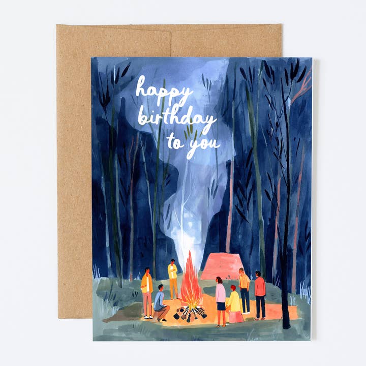 Alles Gute zum Geburtstag Lagerfeuer Freunde Grußkarte für den Großhandel von Silly Goose Greeting Co.