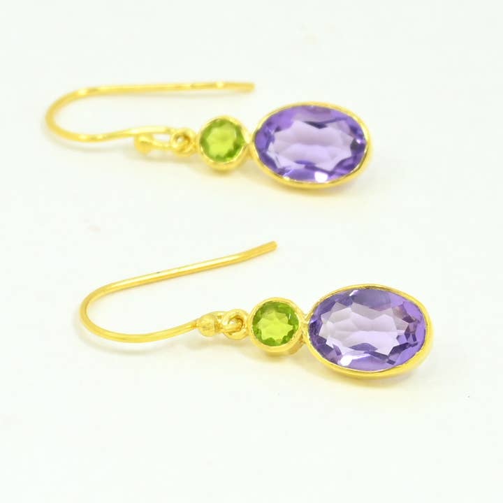 Brinco Goldie Ouro Prata 925 - Topázio Azul & Quartzo Limão por atacado de Schmuckoo Berlin