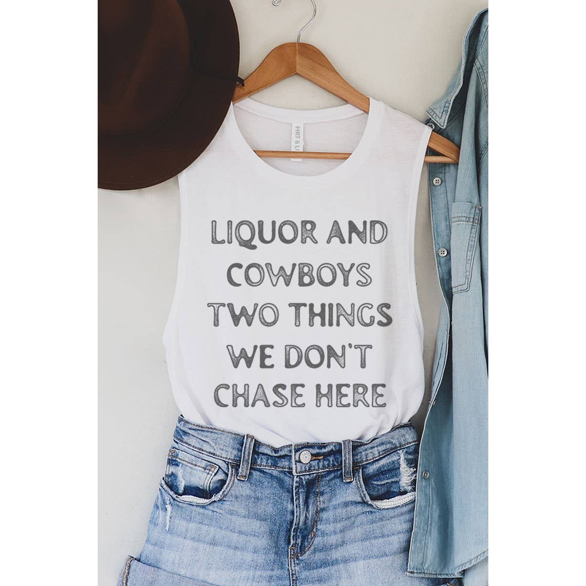 HRTandLUV - Wholesale Tank Top - Women's - LIQUOR N COWBOYS TWO THINGS GRAPHIC TANK TOP3